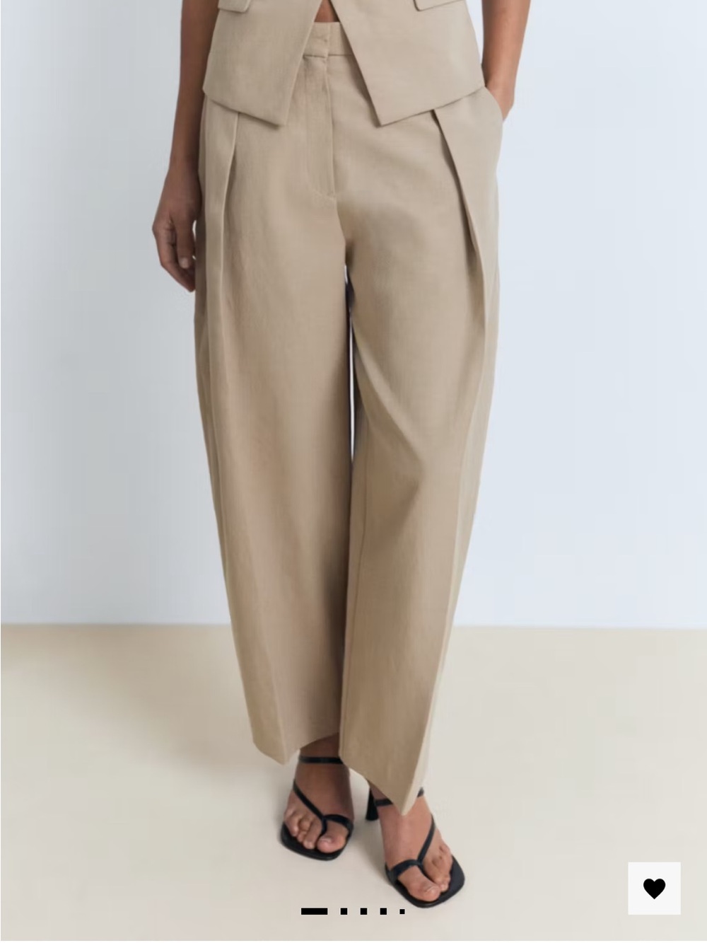 Mango Beige Wide-Leg Tailored Pants